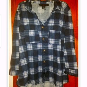 Navy Plaid Button Down Shirt